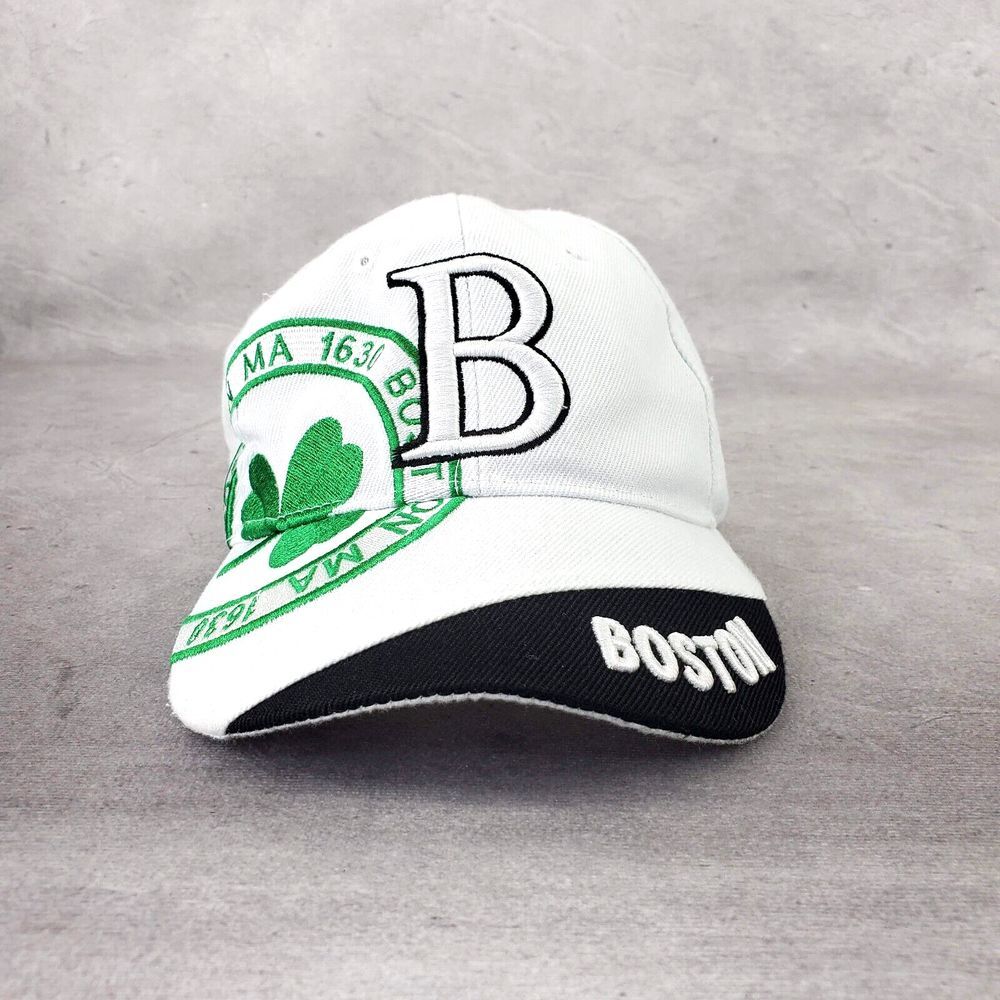 Vintage Boston Celtics Bay State Apparel Hat Green‎ Logo Adjustable White Rare